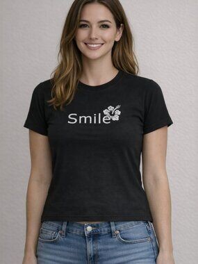 Woman T shirt made in Peru Cotton Spandex Size Small, Black